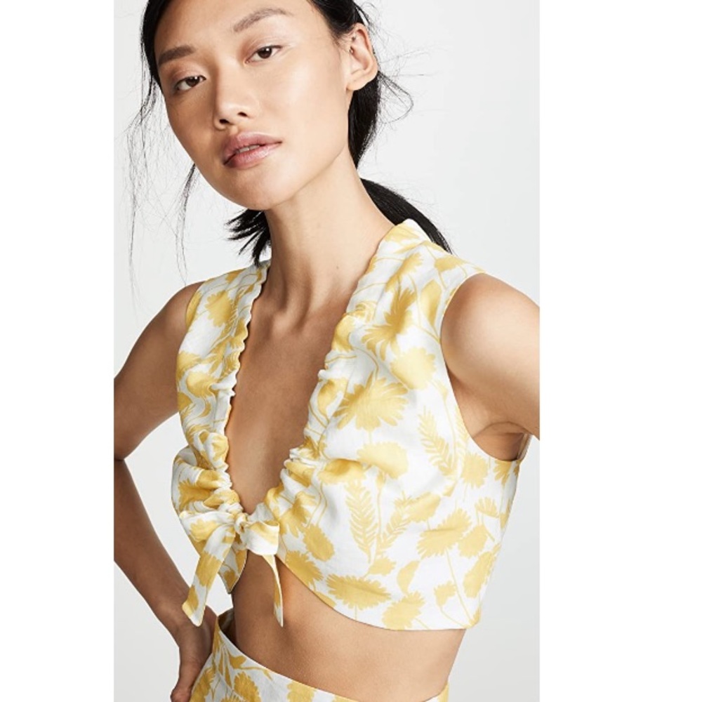 Yellow floral crop top